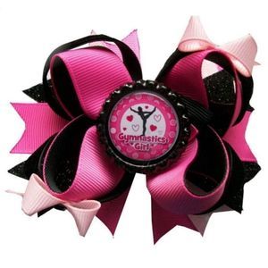 4.5 INCH PINK GYMNASTICS GIRL HAIRBOW